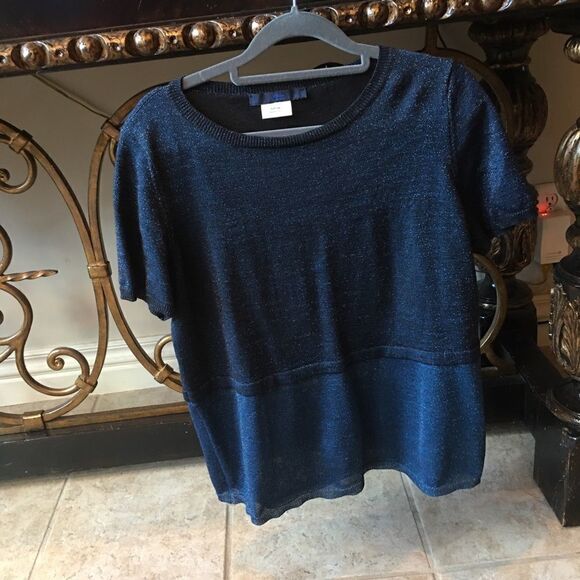 SAKS NAVY Sparkle Top w Blue Tulle Hem - Picture 2 of 8